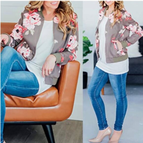 Darling Floral Bomber Jacket - Green and Pink size S - Picture 12 of 12